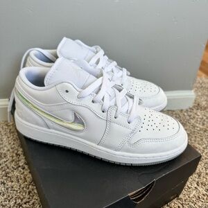 Air Jordan 1 Low Glitter Swoosh Sneakers